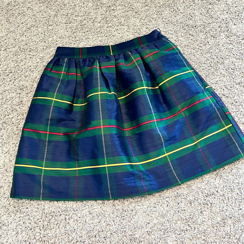 Crown & Ivy Plaid‎ Pleated Midi Skirt Women Size 6 Navy Green Red Yellow